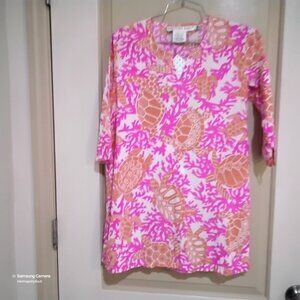 Gretchen Scott Designs Girl's  Turtle & Coral Dress Swimsuit Coverup NWT 10/12